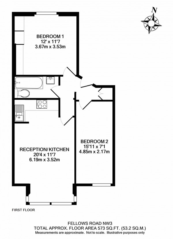 Floorplan for Fellows Road, Swiss Cottage, NW3