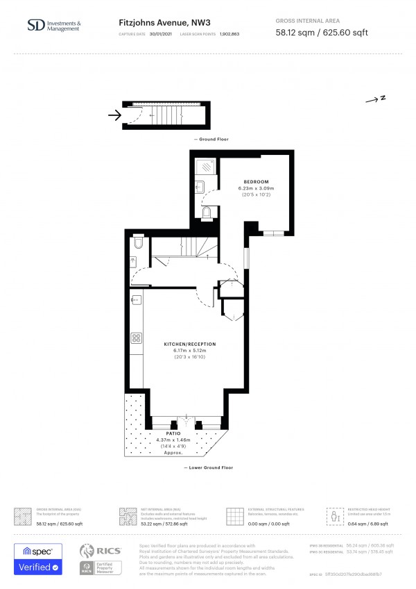 Floorplan for Fitzjohns Avenue, Hampstead Heights NW3