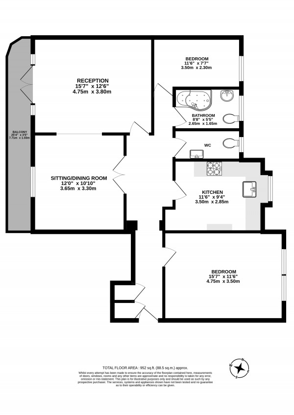 Floorplan for Barons Keep, Gliddon Road W14