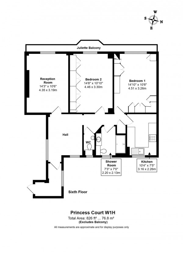 Floorplan for Princess Court, Bryanston Place W1H