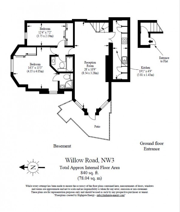 Floorplan for Willow Road, Hampstead NW3