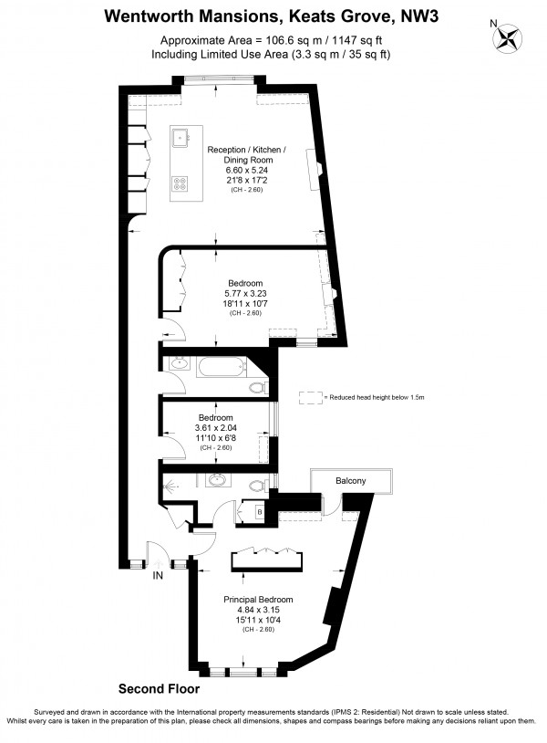 Floorplan for Wentworth Mansions, Keats Grove NW3